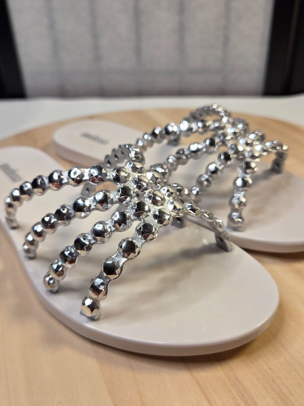 Melissa Faux Crystal White Silver Jelly Sandals Women US 7 - Picture 3 of 12